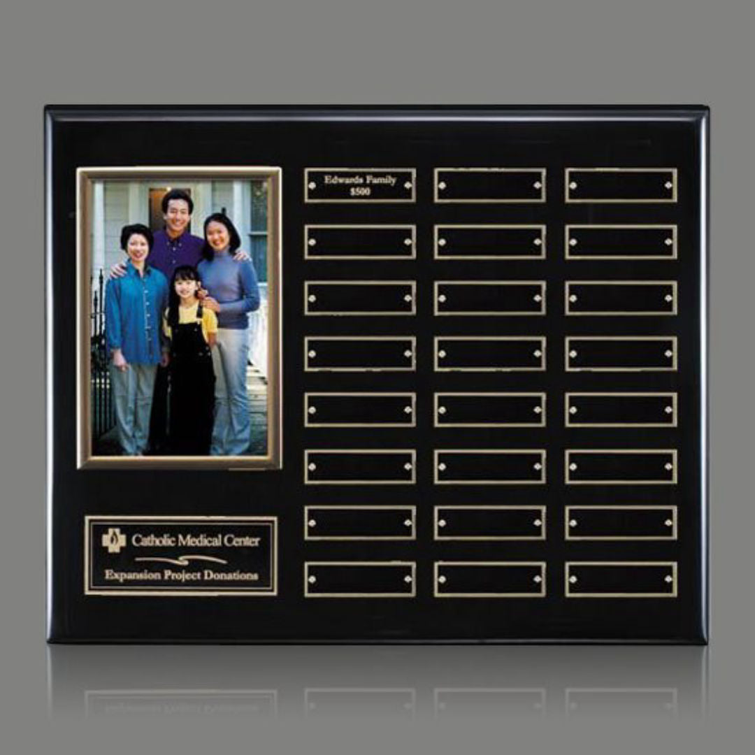 Vertical Photo Perpetual Plaque - Black/Gold