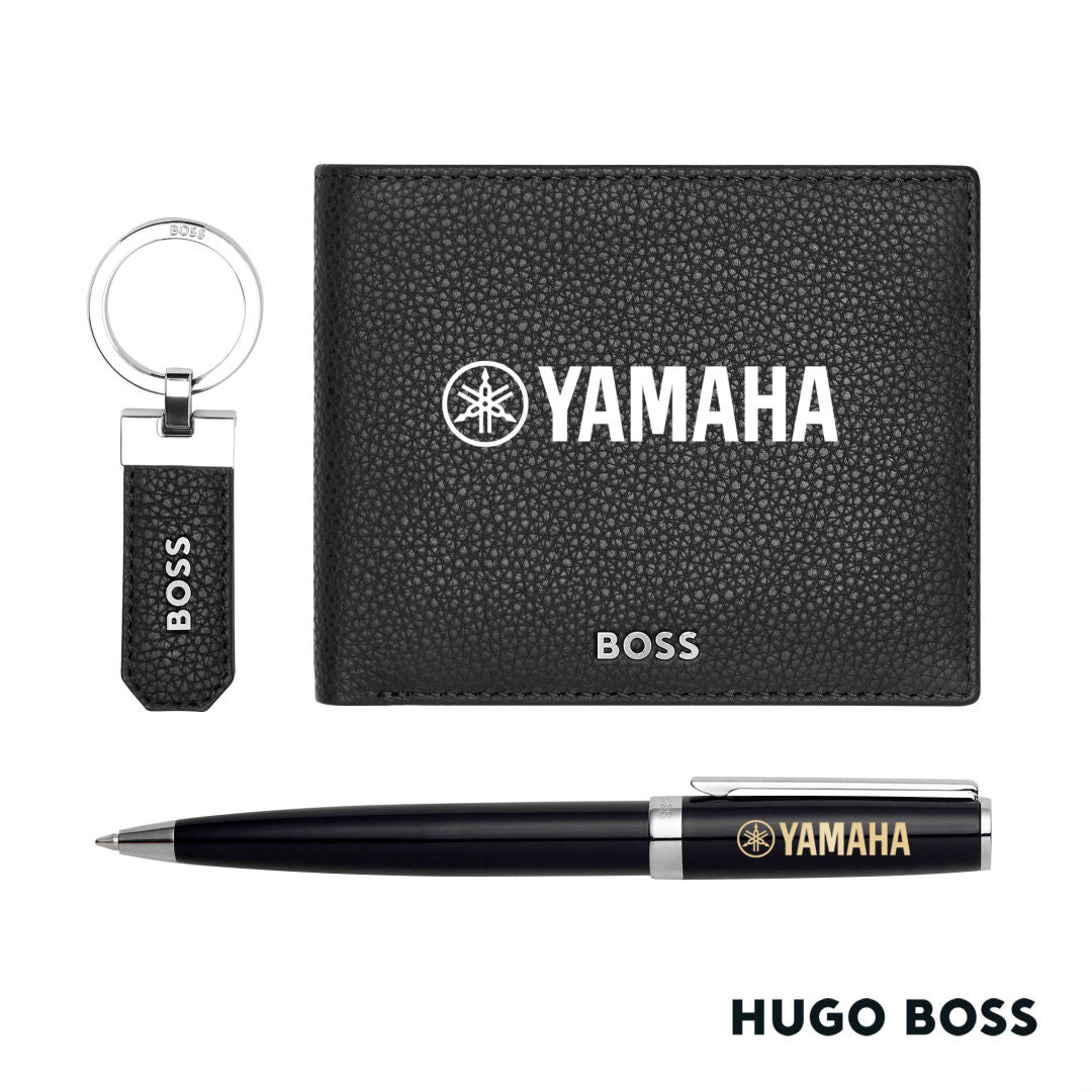 Hugo Boss® Ballpoint Pen, Key Ring & Wallet Set – Black