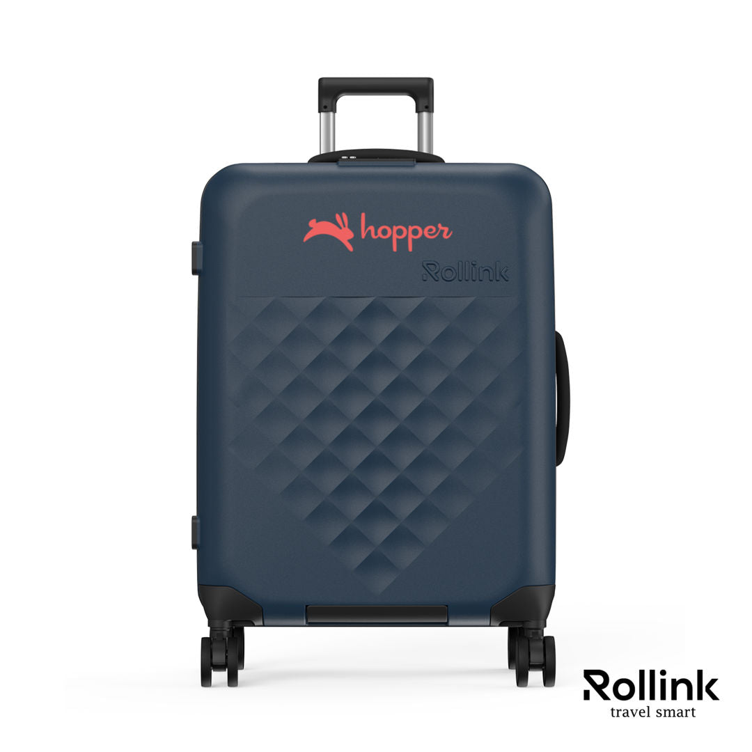 Rollink® Flex 360 Medium Checked 4 Wheel Suitcase – Atlantic Blue