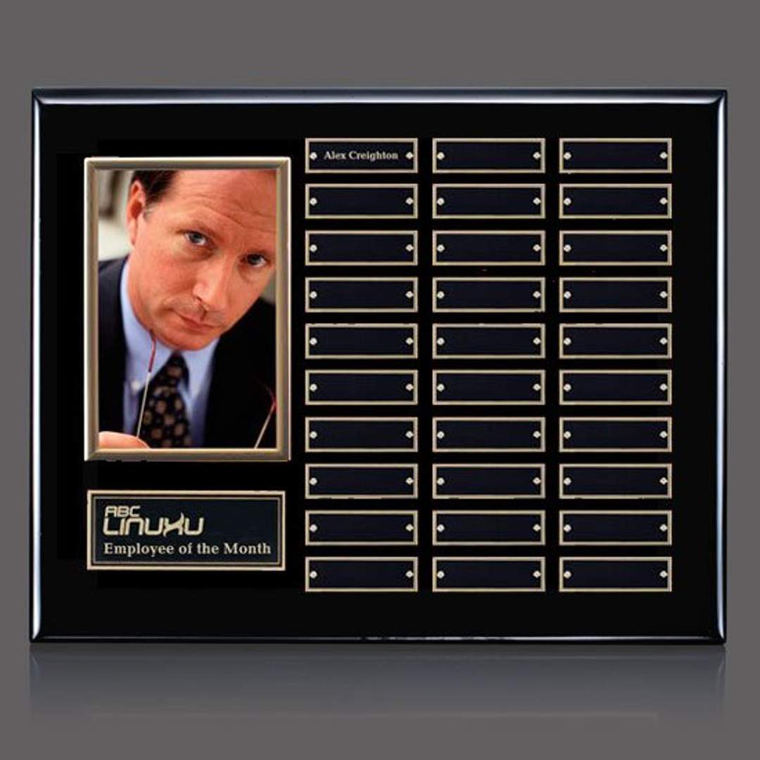 Vertical Photo Perpetual Plaque - Black/Gold