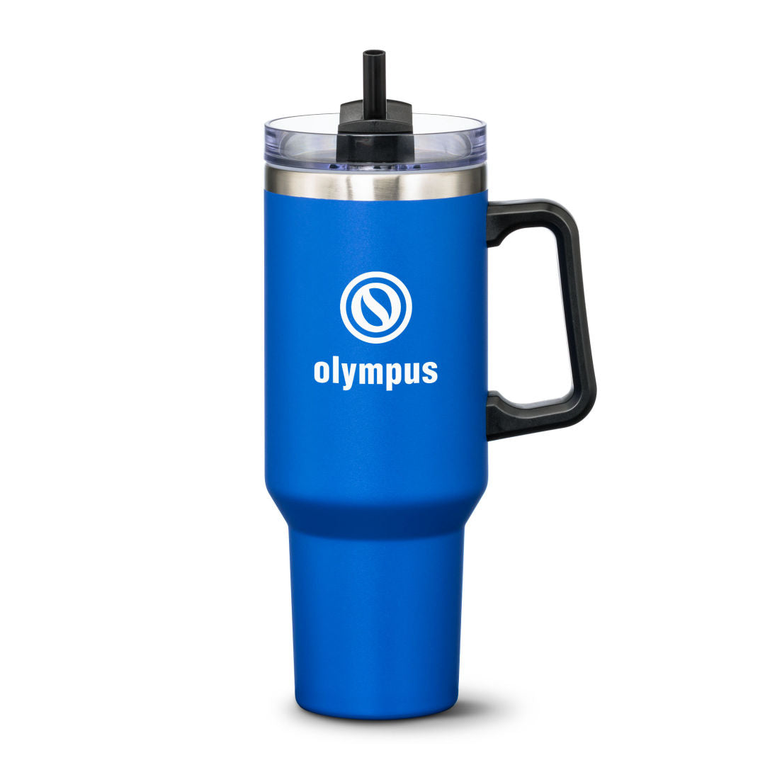 Compeer Handle Travel Mug w/Straw - 40oz — Royal Blue — D619-RB