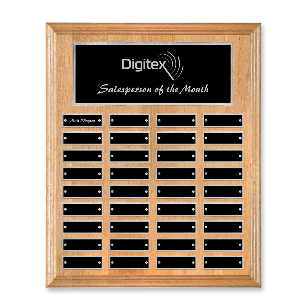 Erindate (Vert) Perpetual Plaque - Red Alder/Silver