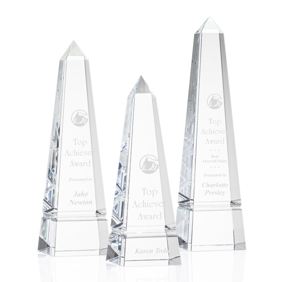 Cascading-Groove Optical Crystal Obelisk Award