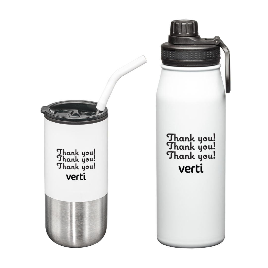 Versatile Tumbler & Bottle Gift Set — White — G148-149-WH