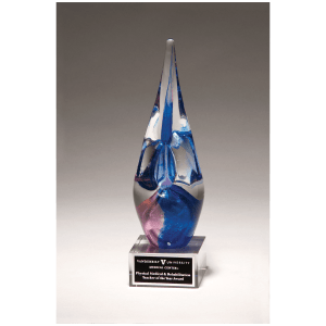 10 1/2" Blue & Violet Art Glass with Engraving Plate