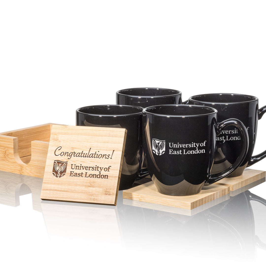 Mug & Bamboo Coaster Set — Black — G2014-4811-BK