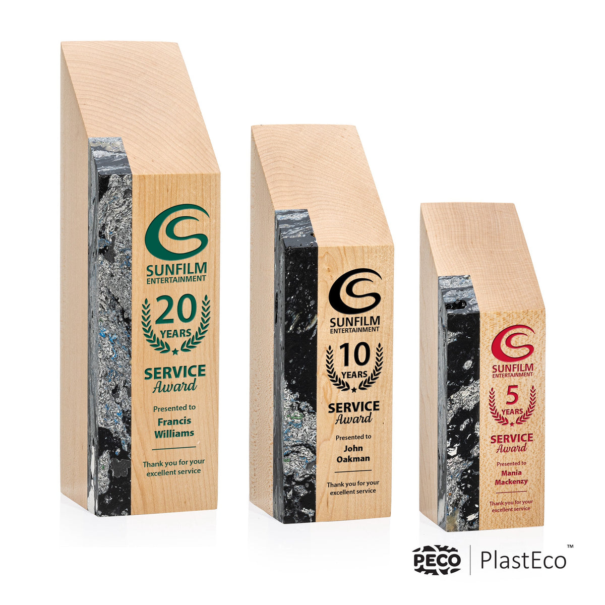 Verde PlastEco™ Award - Charcoal — Laser Engraving & 1 Color