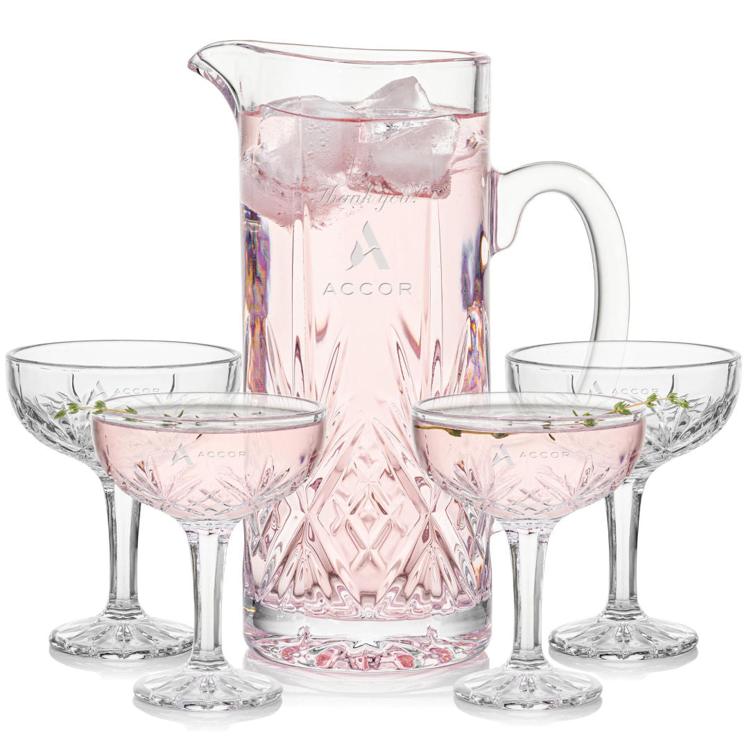 Brinkley Pitcher & Cocktail Coupes Set