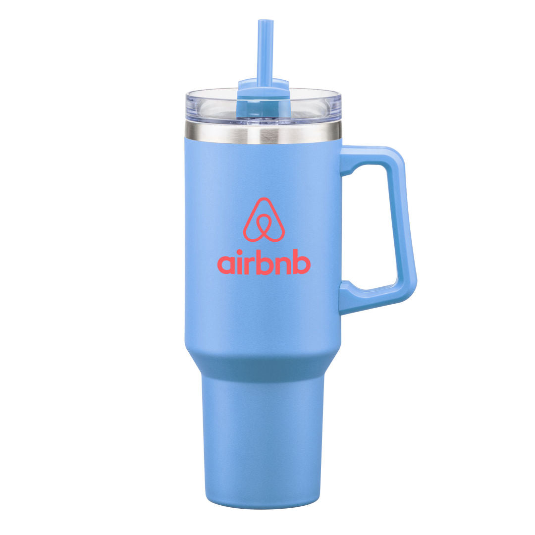 Makena Handle Travel Mug w/Straw - 40oz — Light Blue — D268-LB
