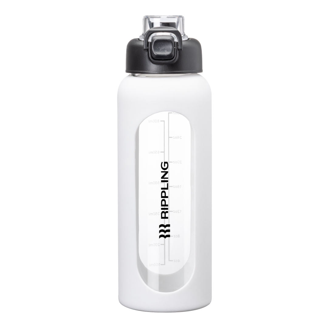 Glacia Glass Water Bottle — White — D055-WH