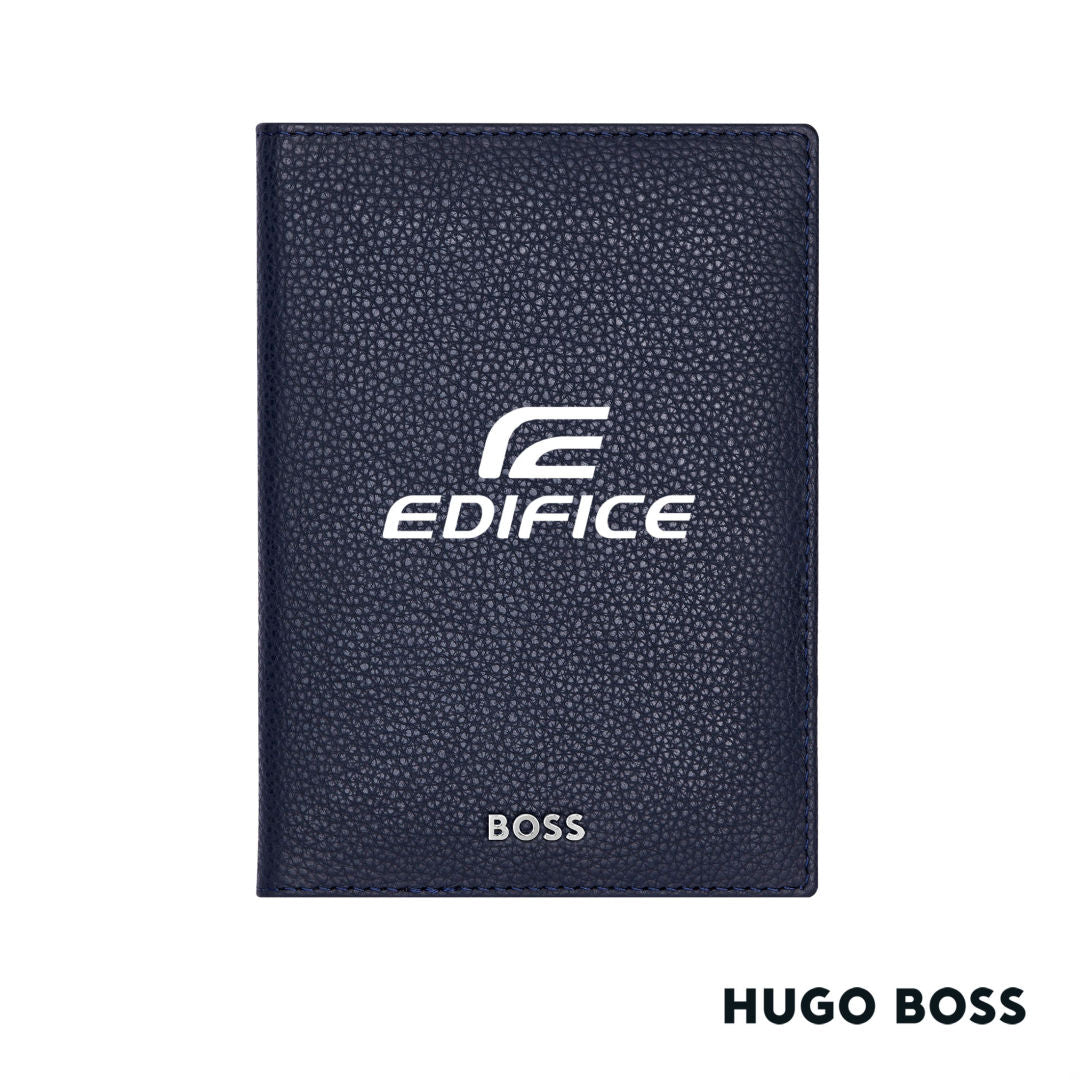 Hugo Boss® Classic Grained Passport Holder – Navy Blue