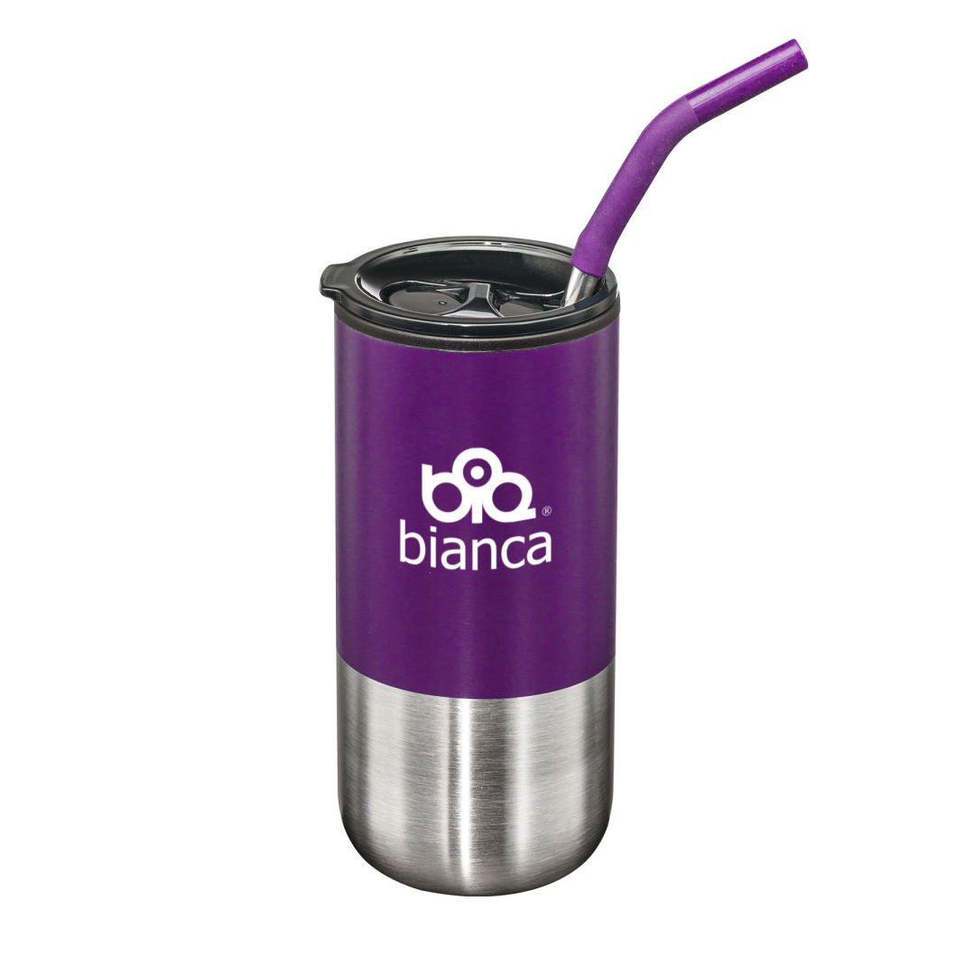 Bondi Double Wall Tumbler w/ Straw -18oz — Purple — D149-PL