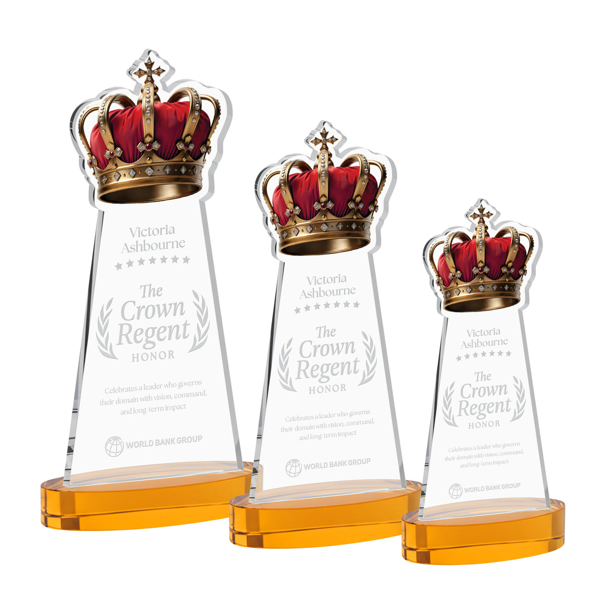 Crown Award on Alberton Base - Amber