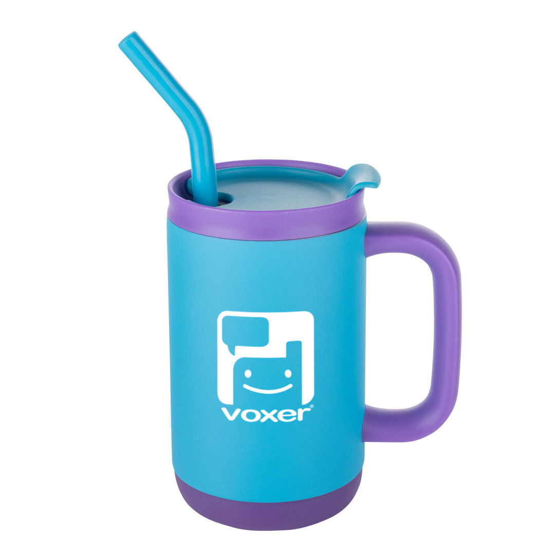 Abelia SS Sip & Twist Lid Mug w/Straw - 16oz — Blue — D812-BL