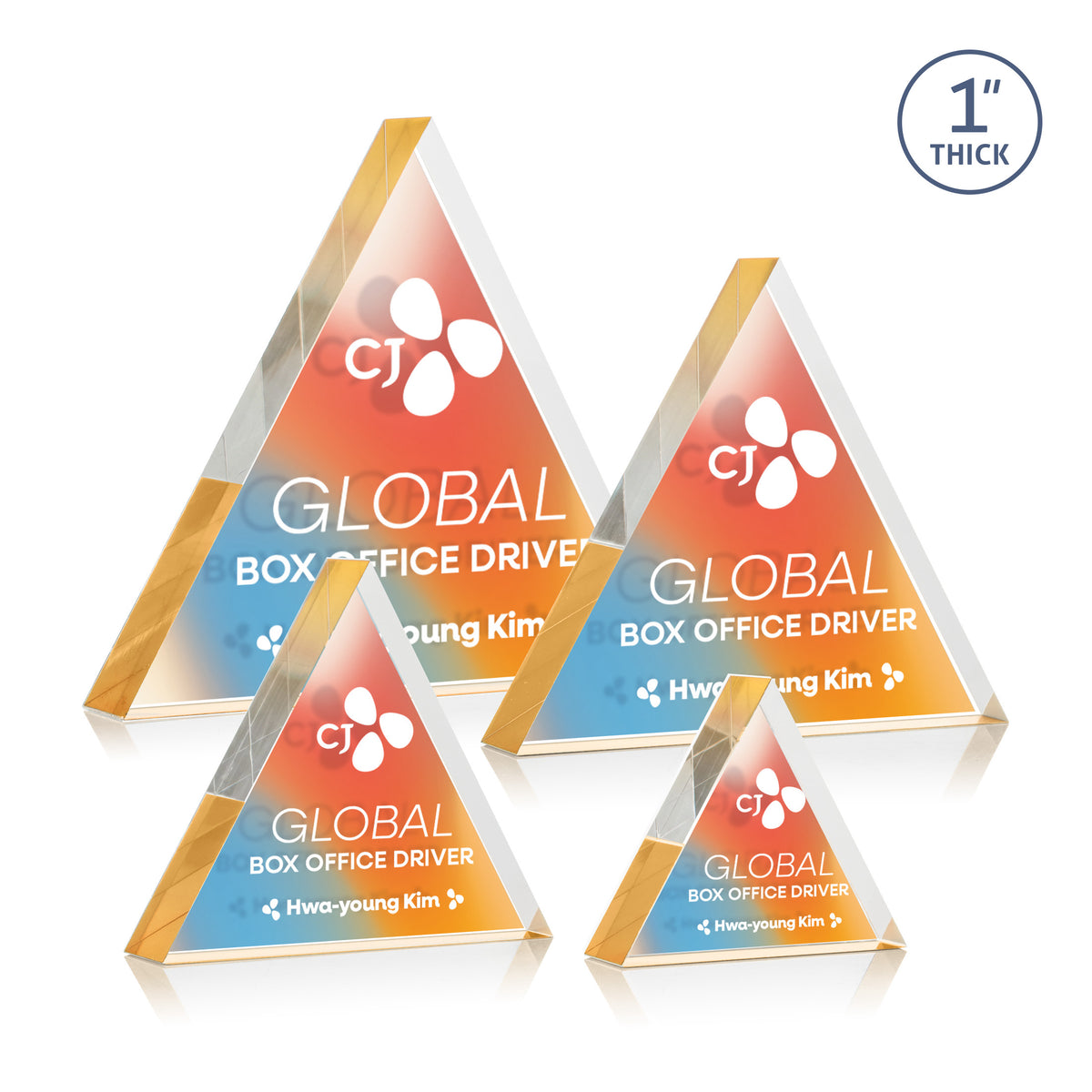 Spartan Triangle VividPrint™ Double Sided Award - Gold