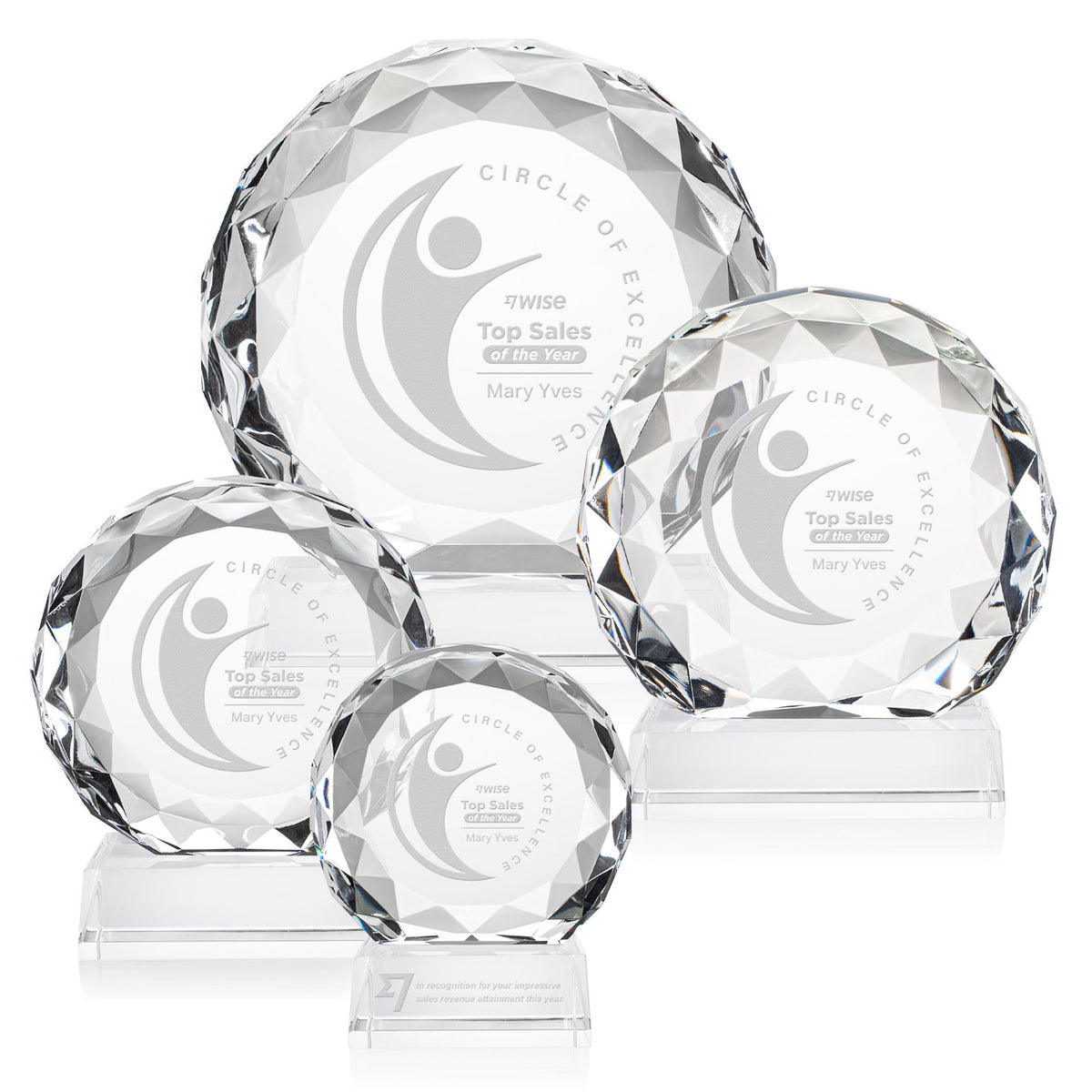 Victory Round Optical Crystal Award on Base