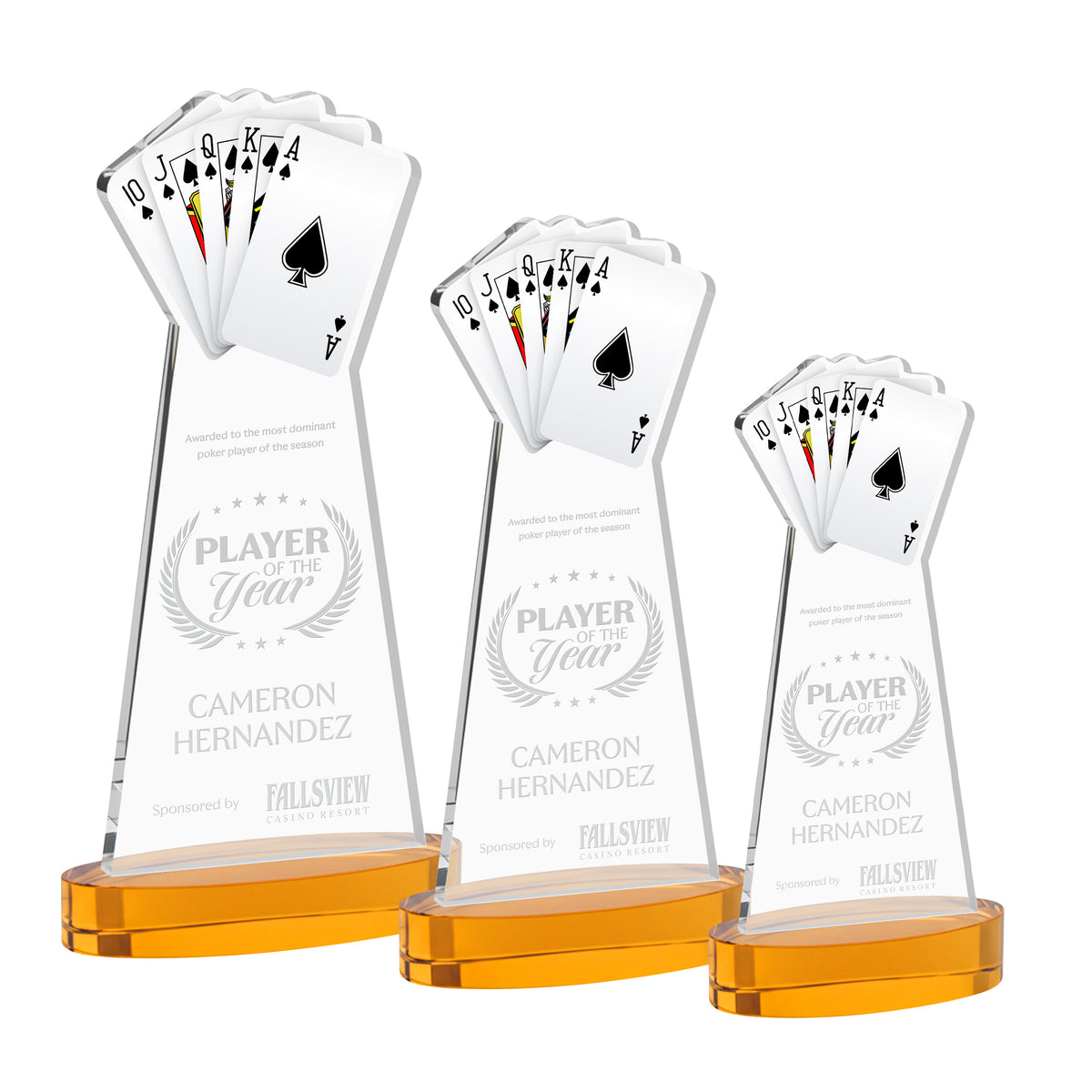 Poker Award on Alberton Base - Amber