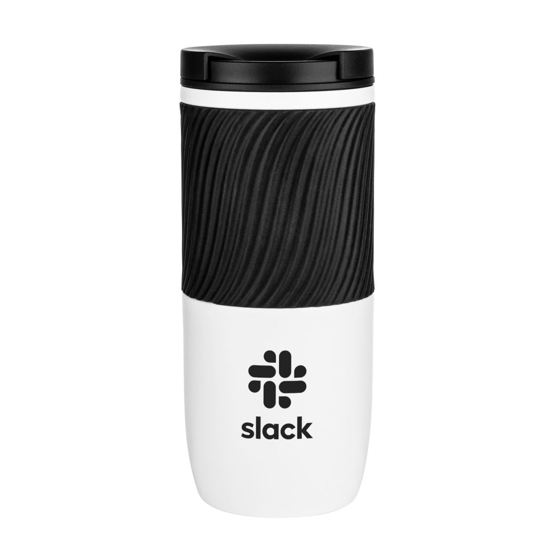 Sorolla SS Double Wall Tumbler w/Grip - 18oz — White — D804-WH