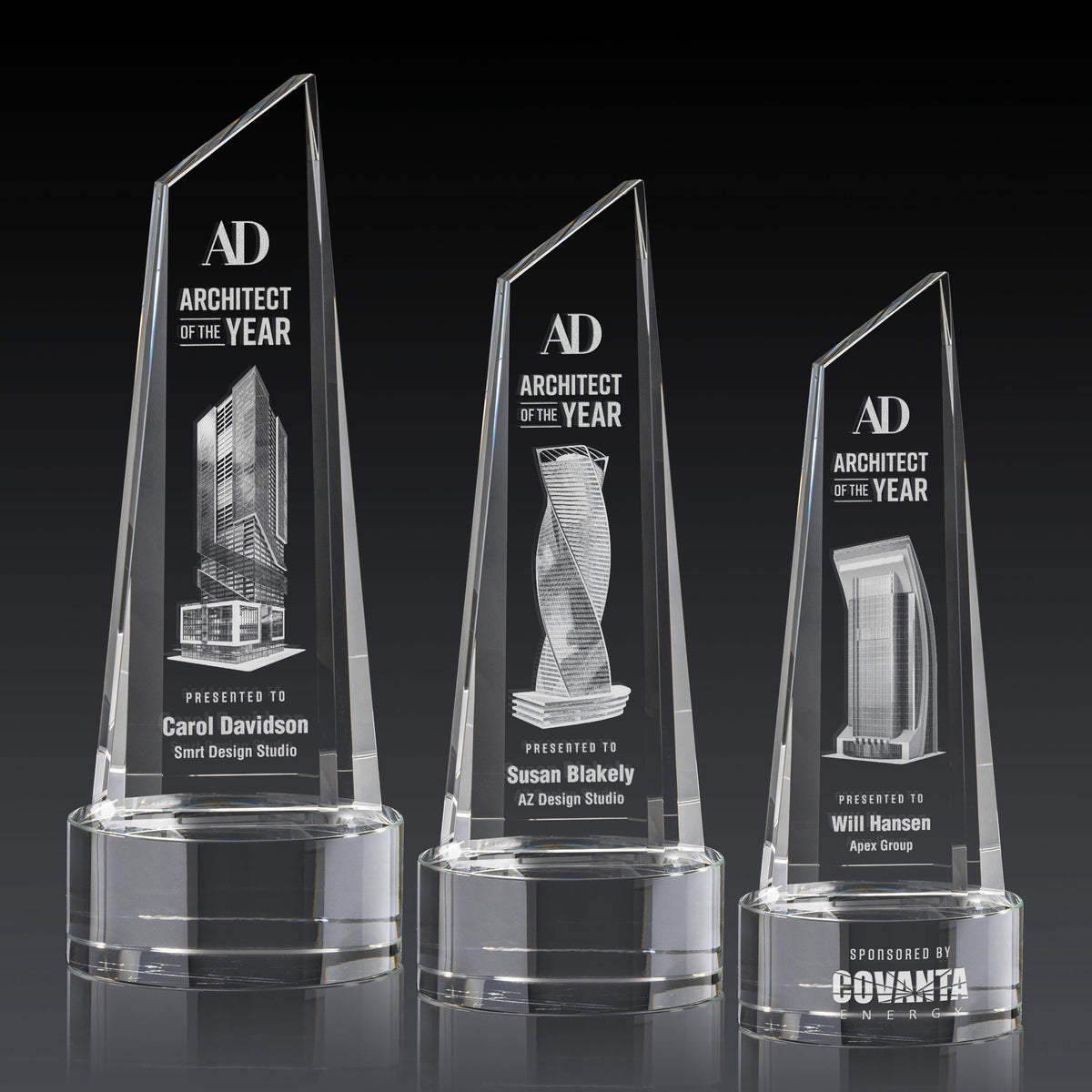 Akron Tower 3D Award on Base - Clear