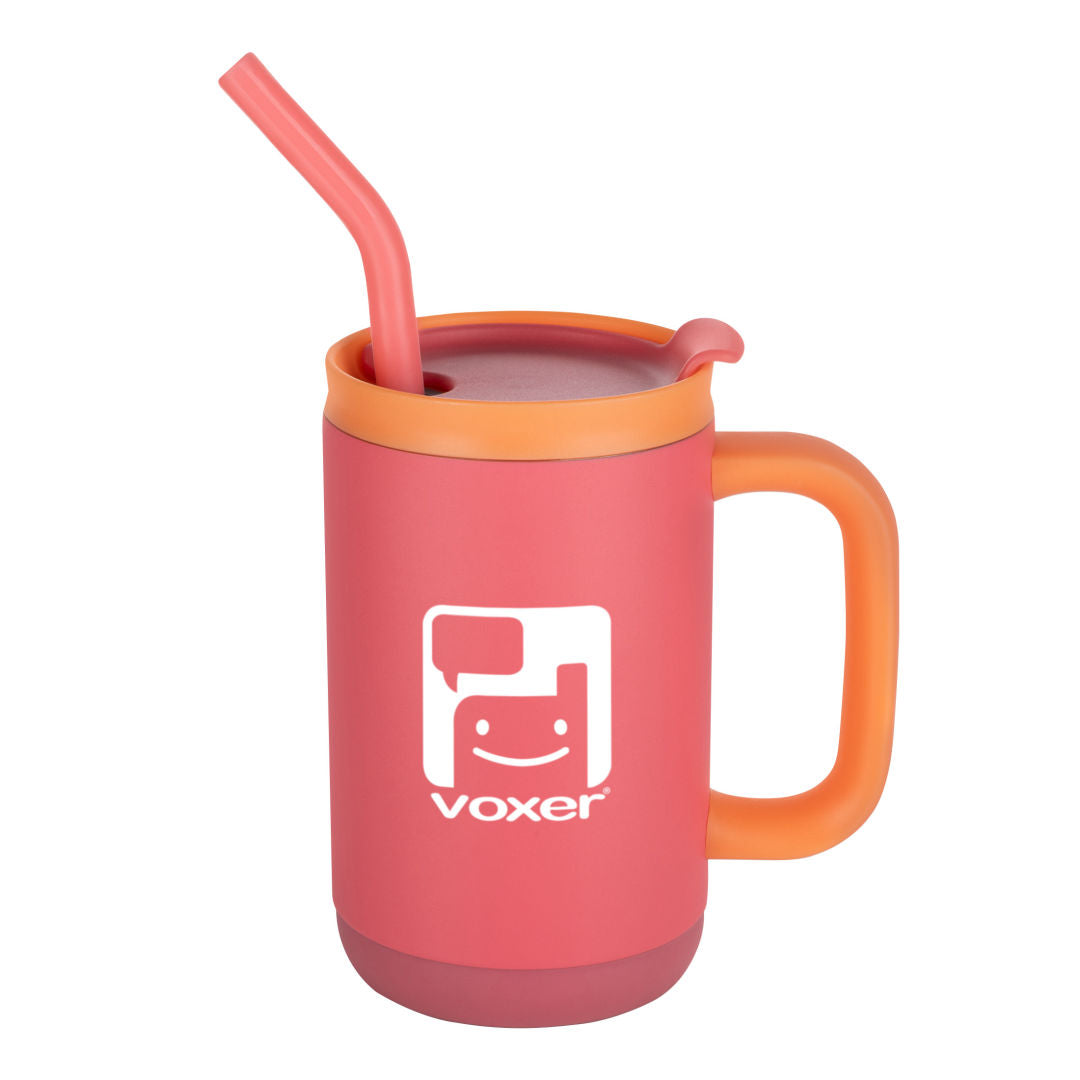 Abelia SS Sip & Twist Lid Mug w/Straw - 16oz — Red — D812-RD