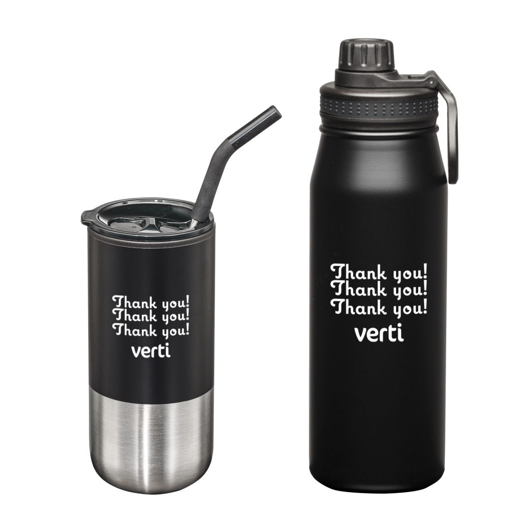 Versatile Tumbler & Bottle Gift Set — Black — G148-149-BK