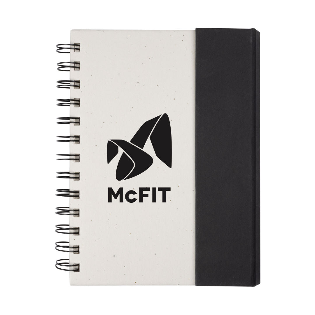 Wormer Spiral Bound Journal w/Sticky Notes – Black
