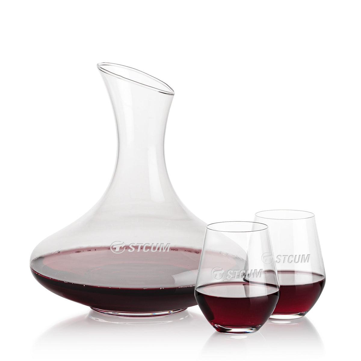Innisfil Carafe & Reina Stemless Wine — Deep Etch example; representative set photo