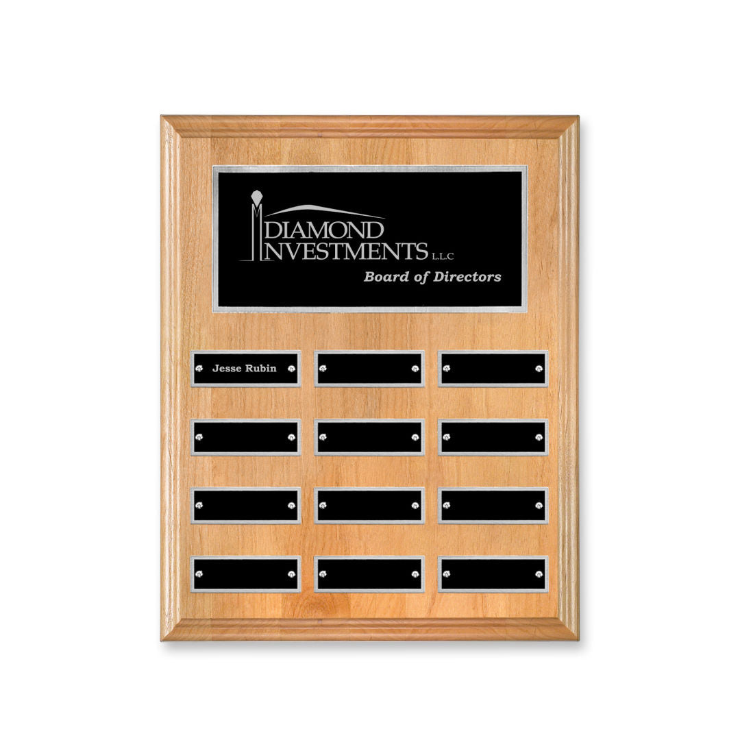 Erindate (Vert) Perpetual Plaque - Red Alder/Silver