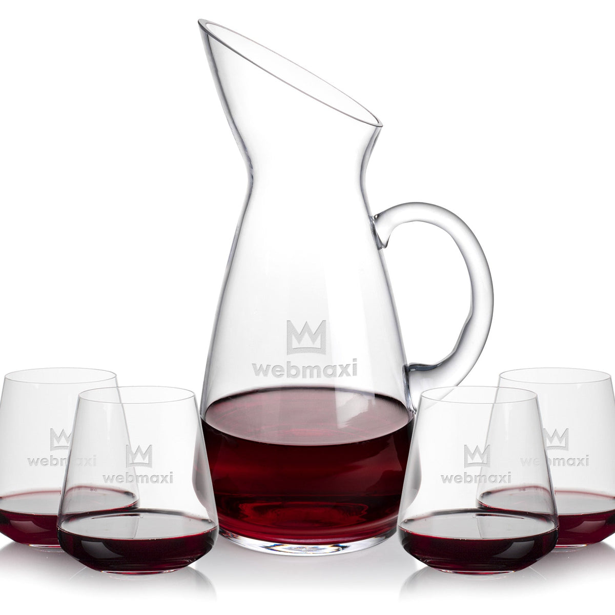 Taroni Carafe & Breckland Stemless Wine — Deep Etch example; representative set photo