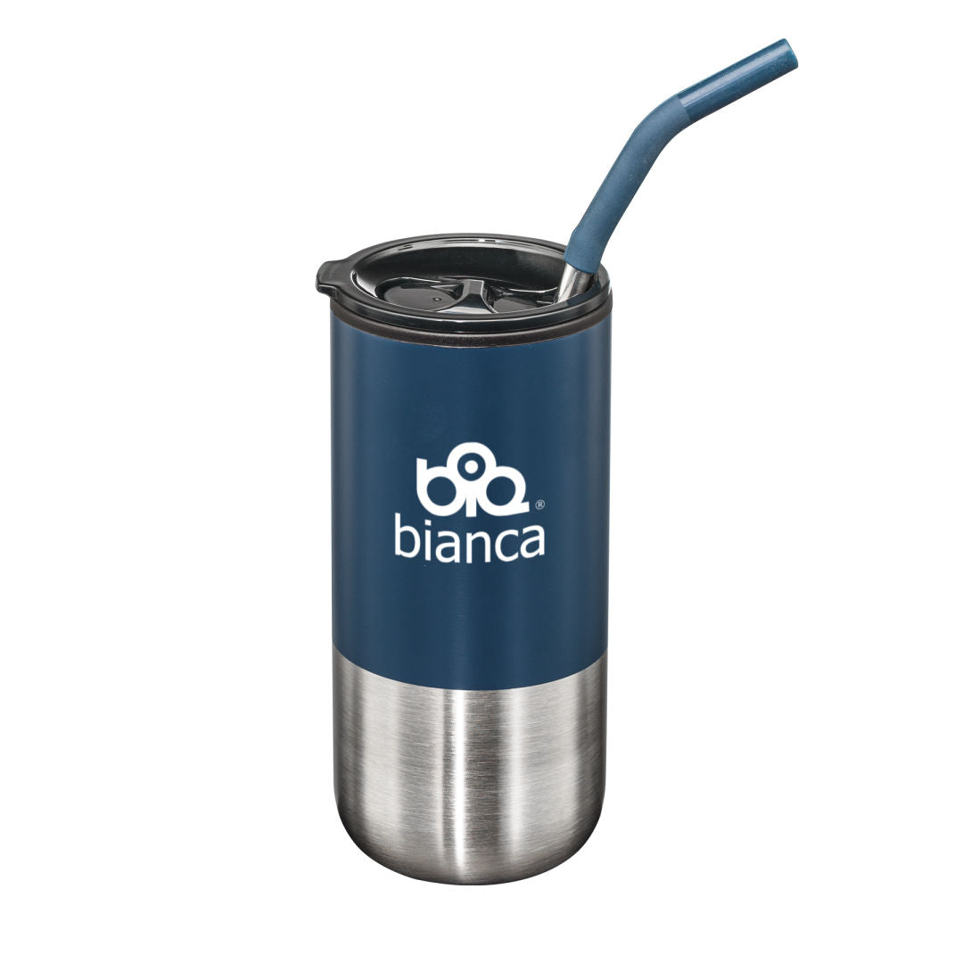 Bondi Double Wall Tumbler w/ Straw -18oz — Blue — D149-BL
