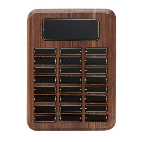 American Walnut Perpetual Plaque — Radius Corners, 24 Plates