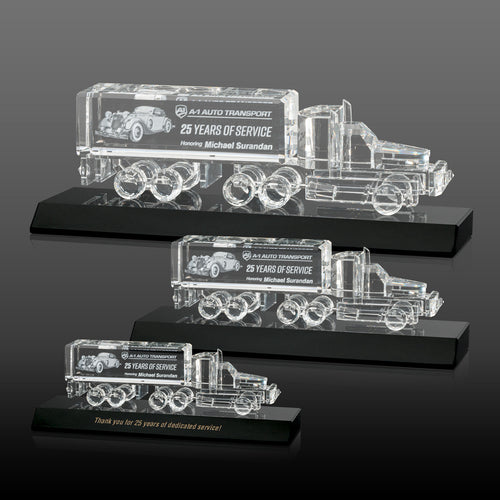 Crystal 18 Wheeler on Base 3D - Black