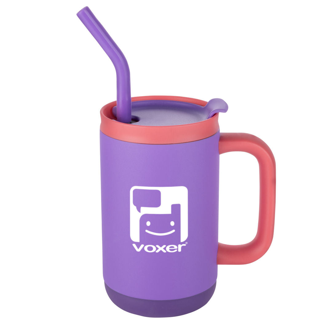 Abelia SS Sip & Twist Lid Mug w/Straw - 16oz — Purple — D812-PL