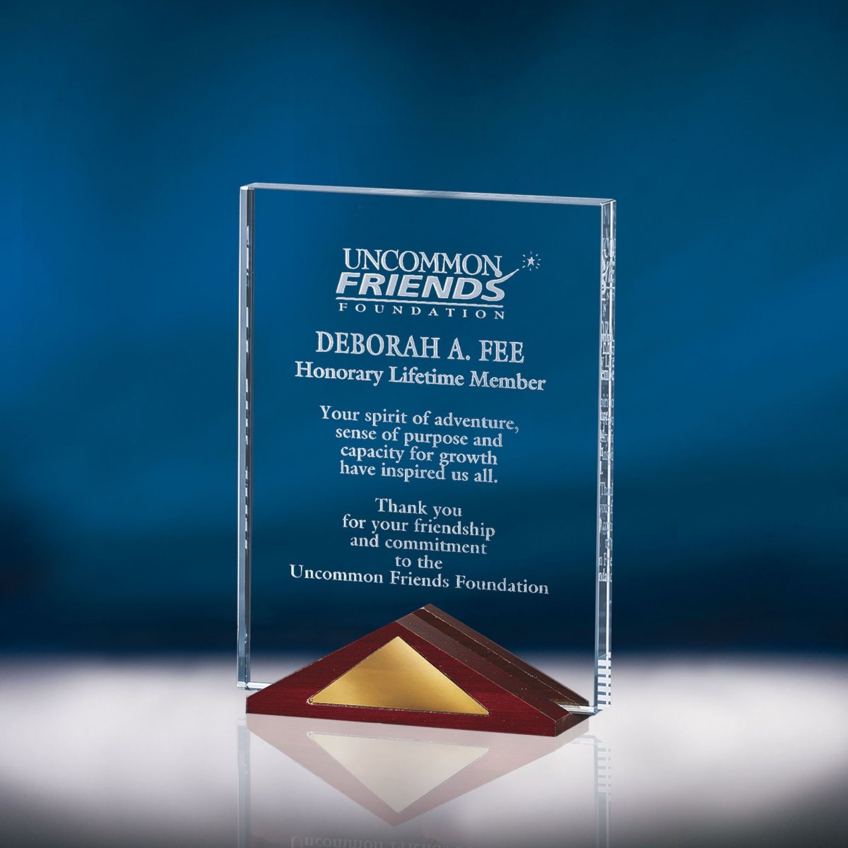 Crystal Plaque - Wood Base
