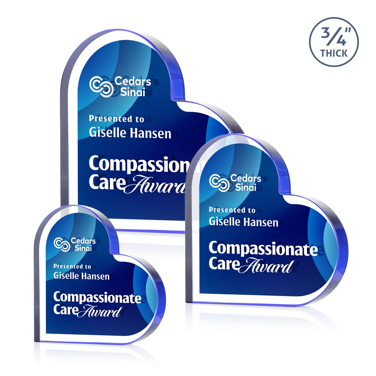 Davina Heart VividPrint™ Double Sided Award - Blue