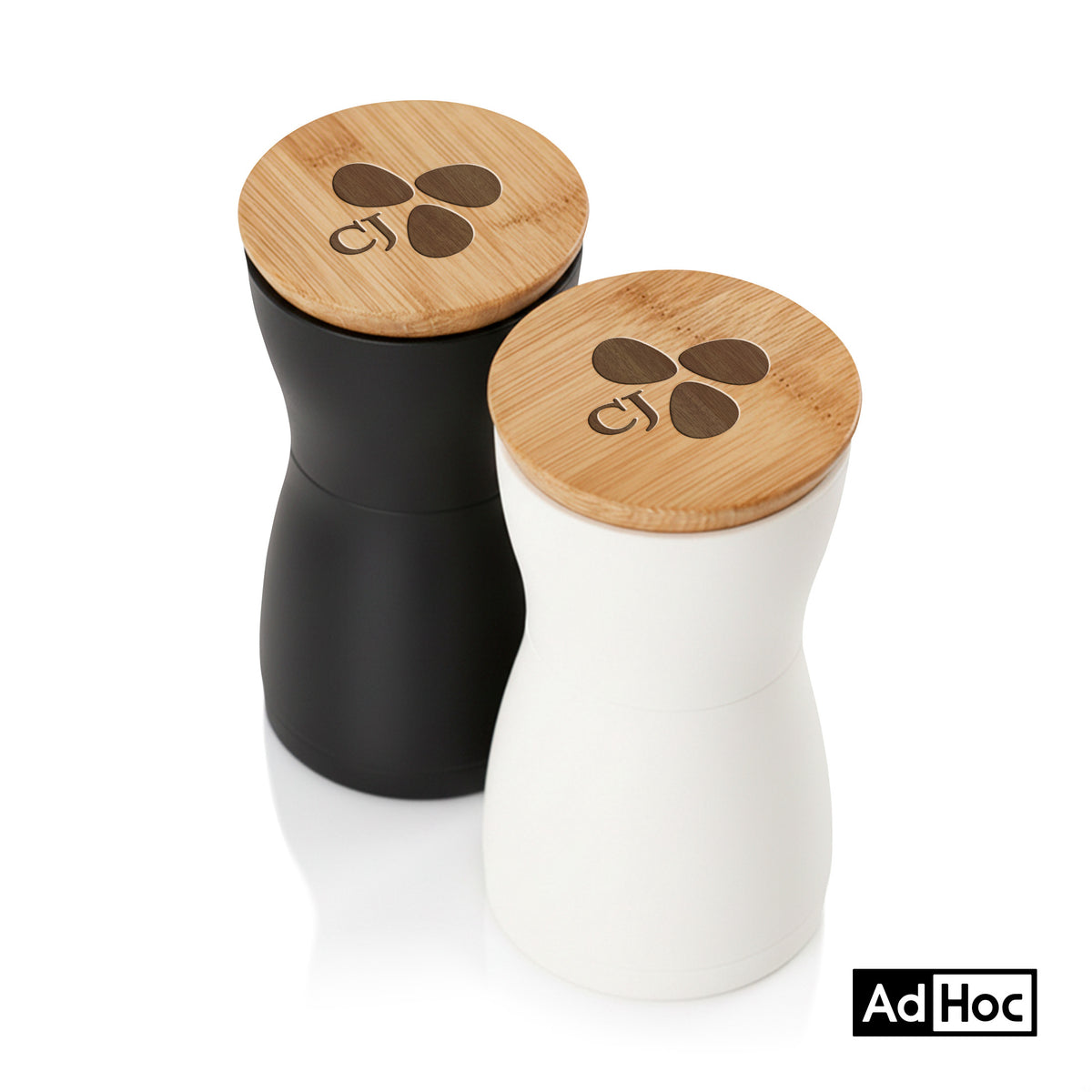 AdHoc® Twin Salt & Pepper Mill Set w/Oak Wood Lid