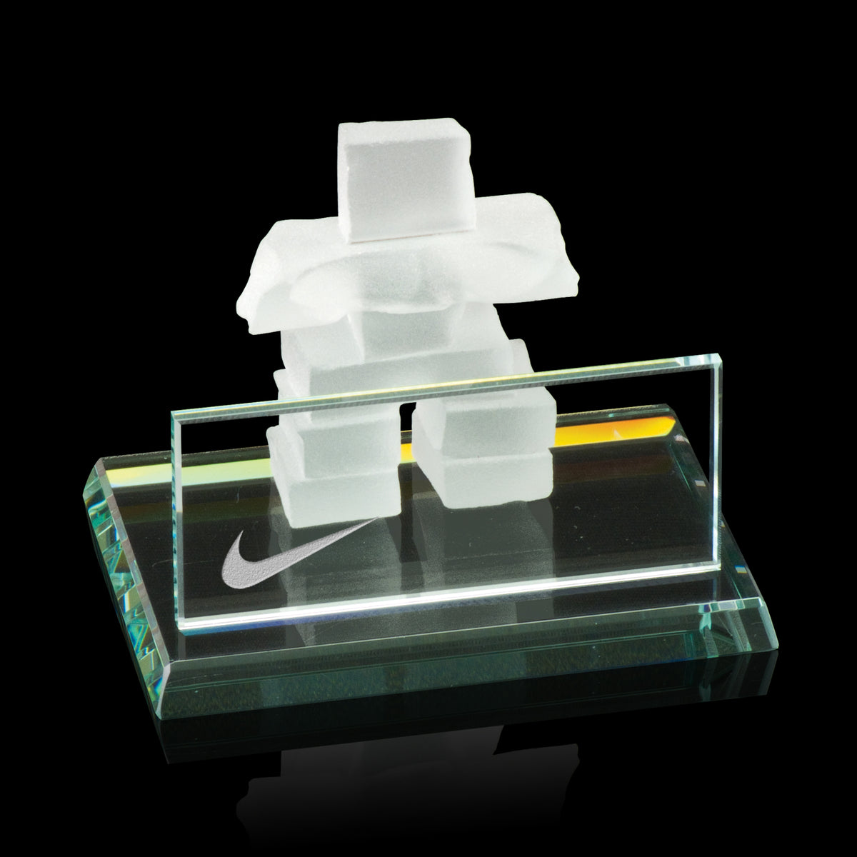 Inukshuk Jade Glass Card Holder — Front or Back