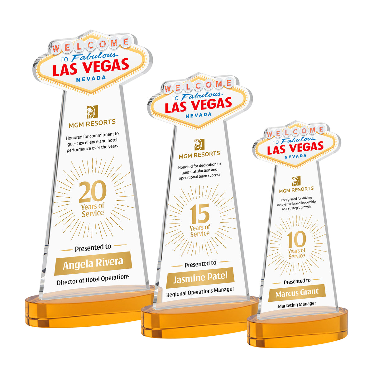 Las Vegas VividPrint™ Award on Alberton Base - Amber