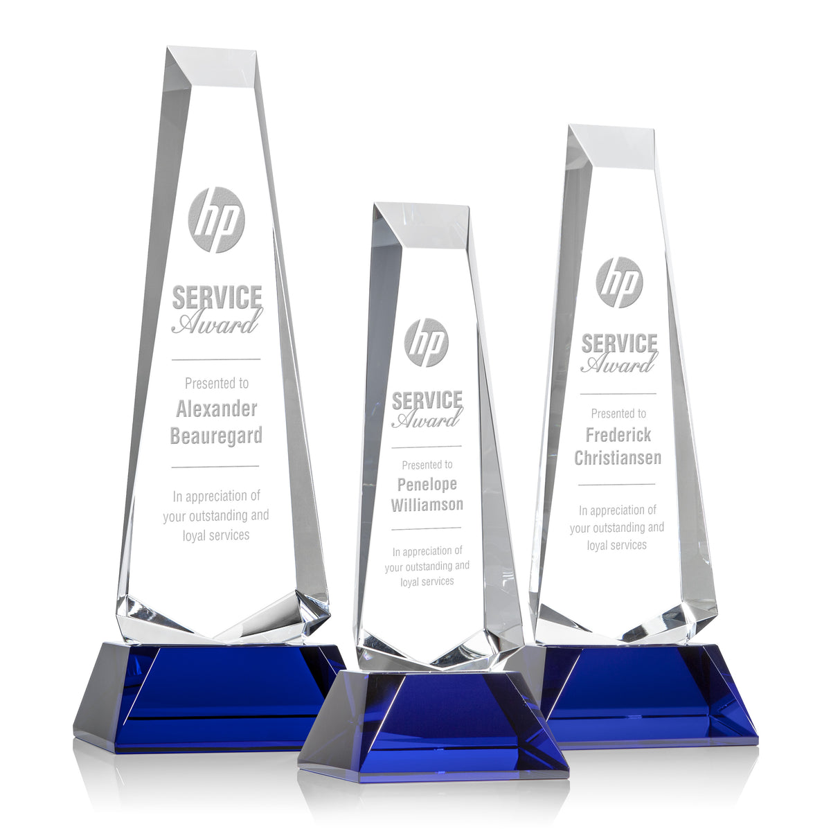 Rustern Obelisk Award on Base - Blue 