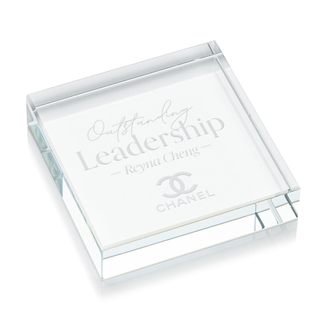 Winston Square Paperweight – 3.5" x 0.75" x 3.5"