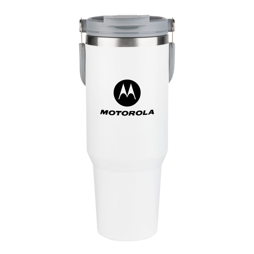 Tirian SS Tumbler w/Carrying Handle - 40oz — White — D823-WH