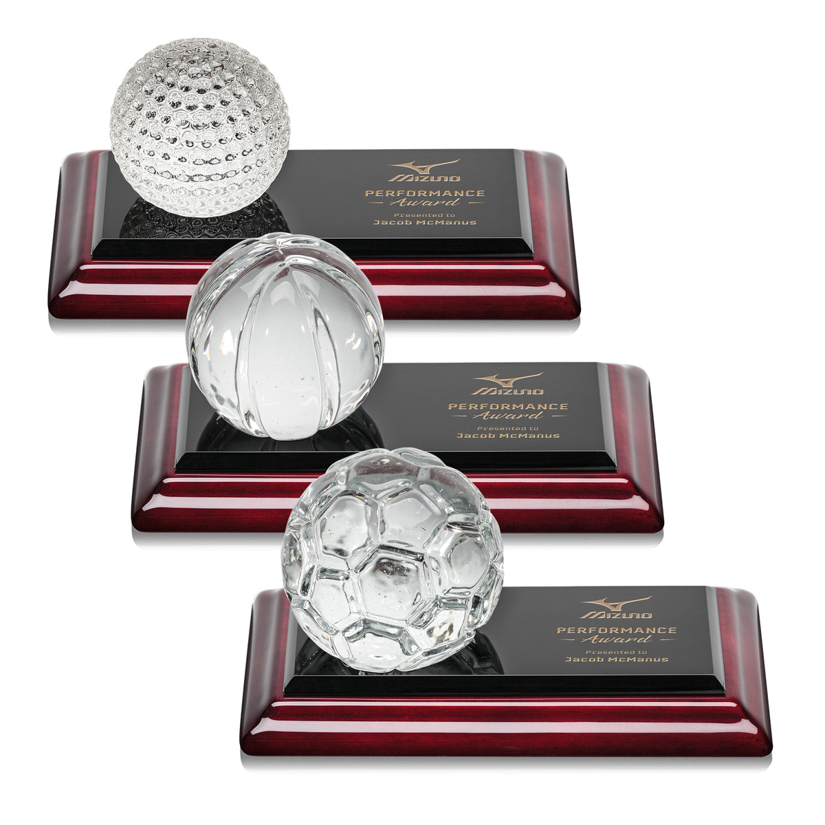 Sports Balls Award on Rosewood Base