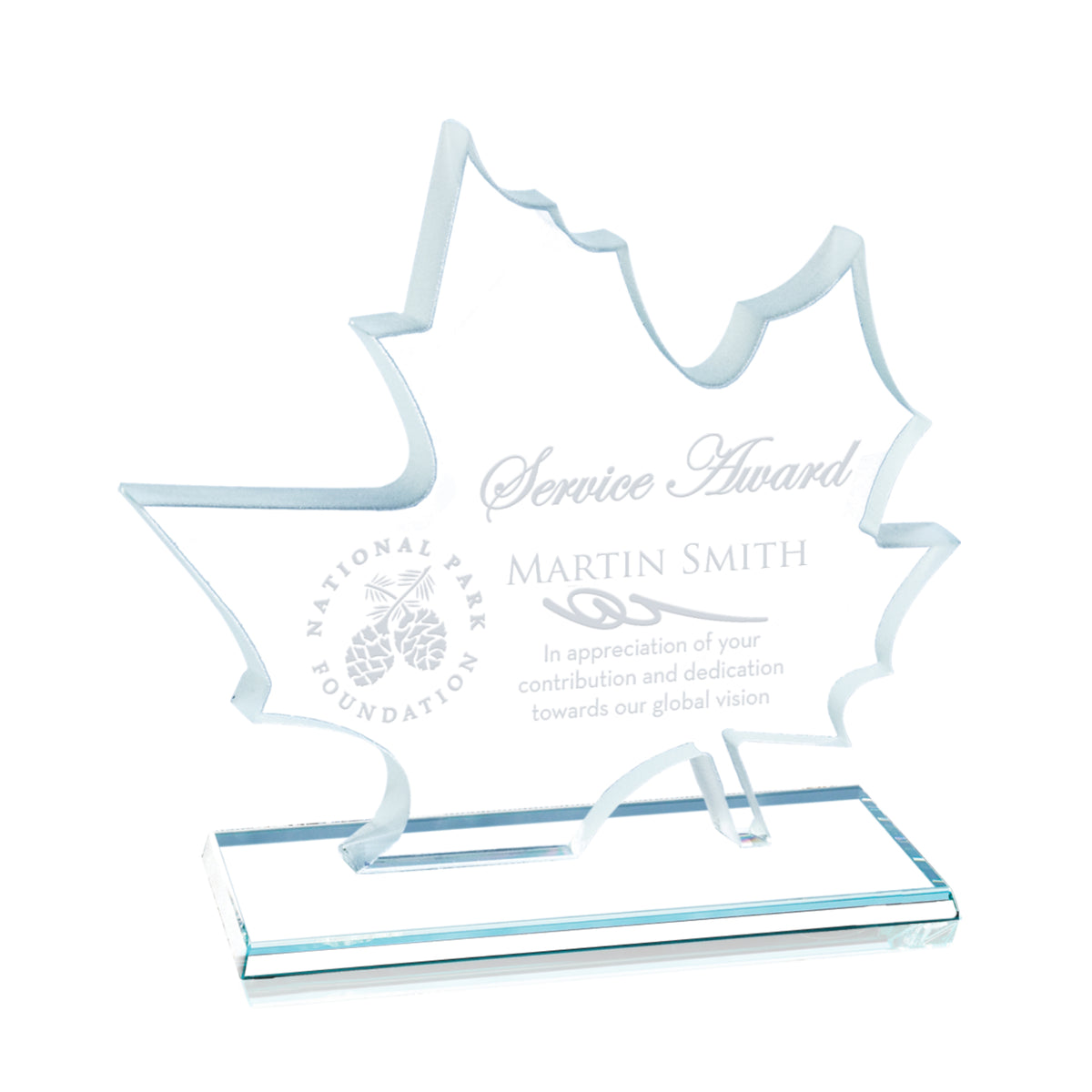 Arcadia Starfire Crystal Maple Leaf Award