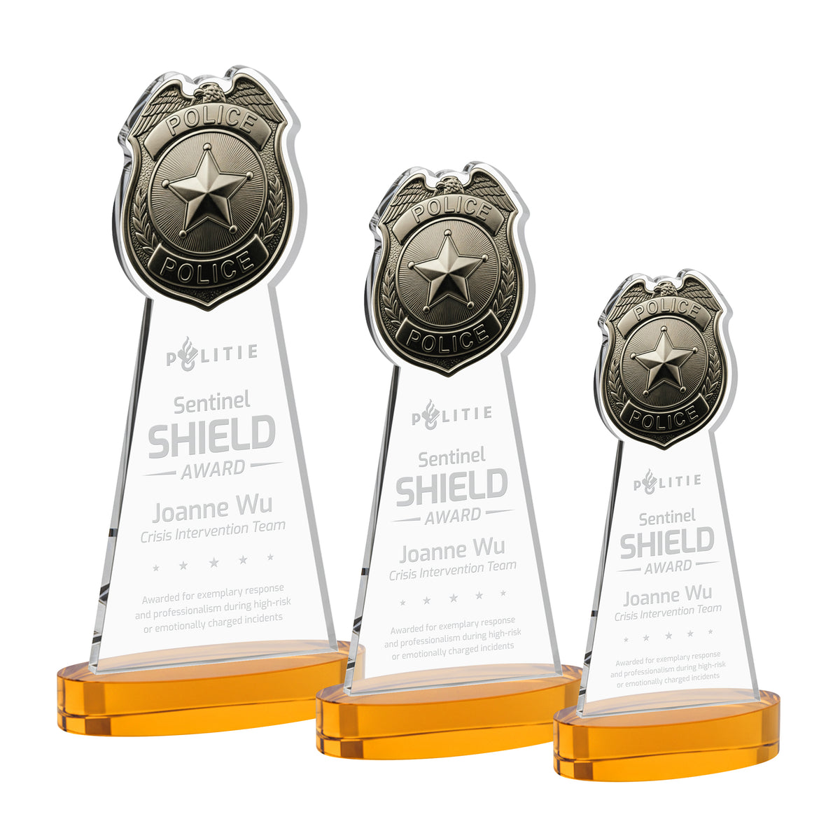 Police Badge Award on Alberton Base - Amber