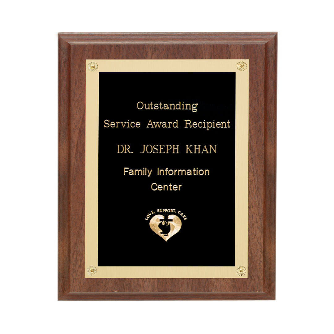 Walnut Finish Plaque w/Rosettes