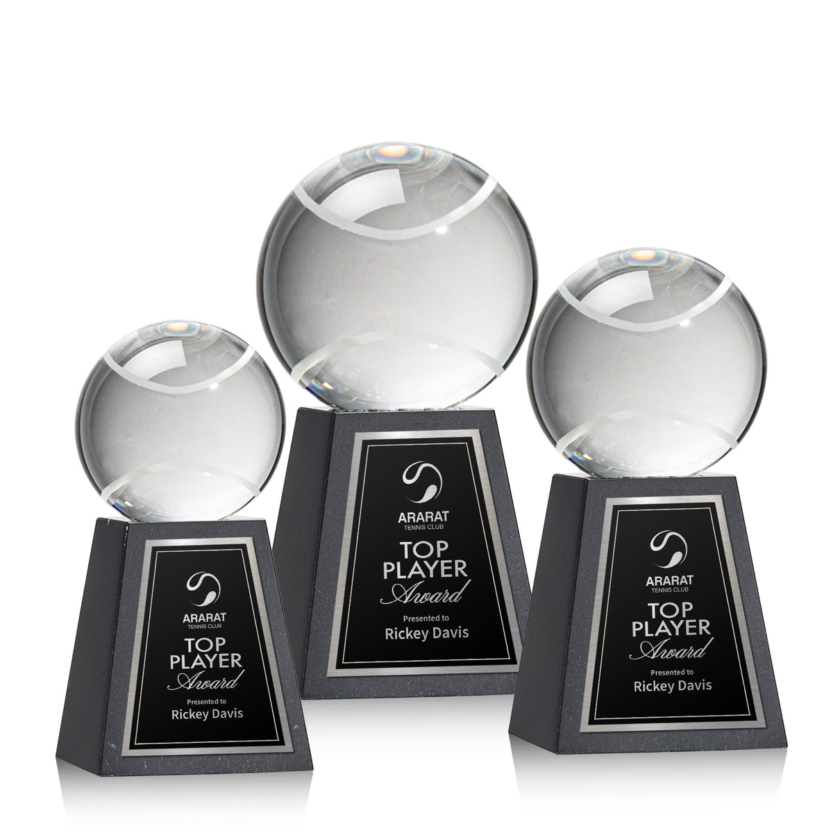 Tennis Ball Award on Tall Marble Base