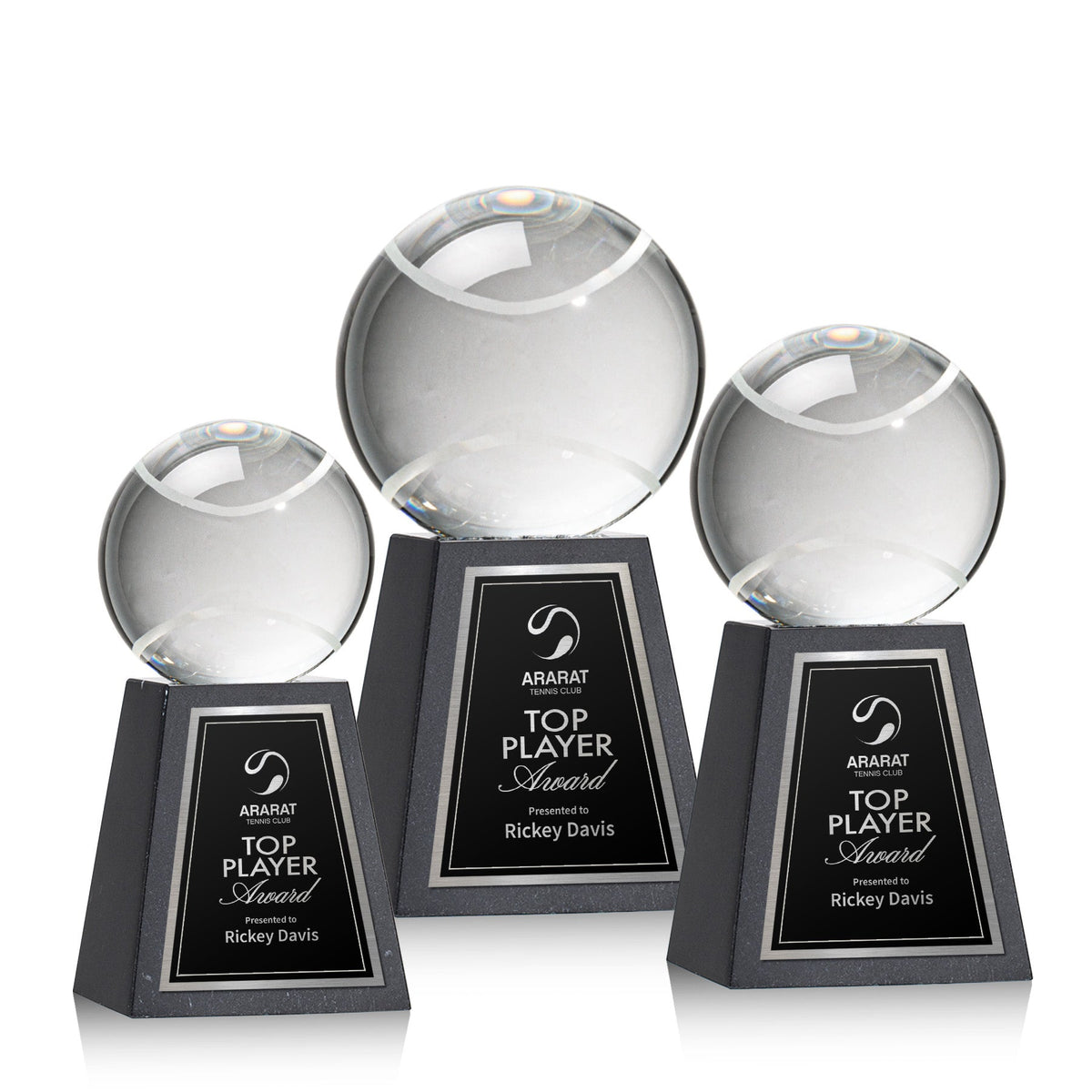 Tennis Ball Award on Tall Marble Base