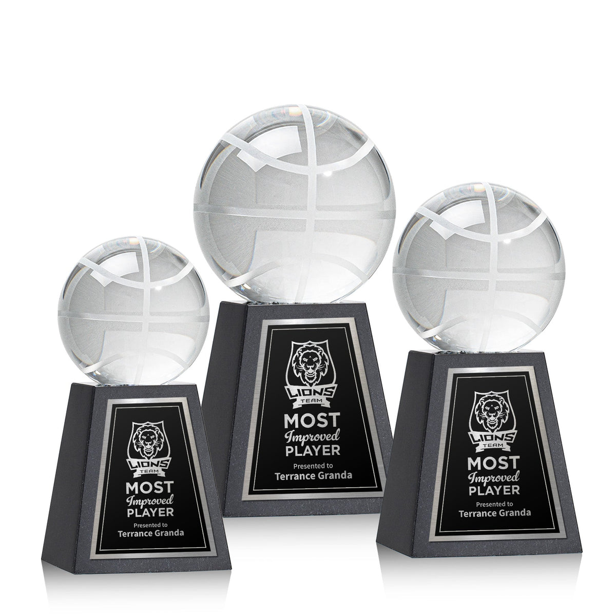 Basketball Award on Tall Marble Base