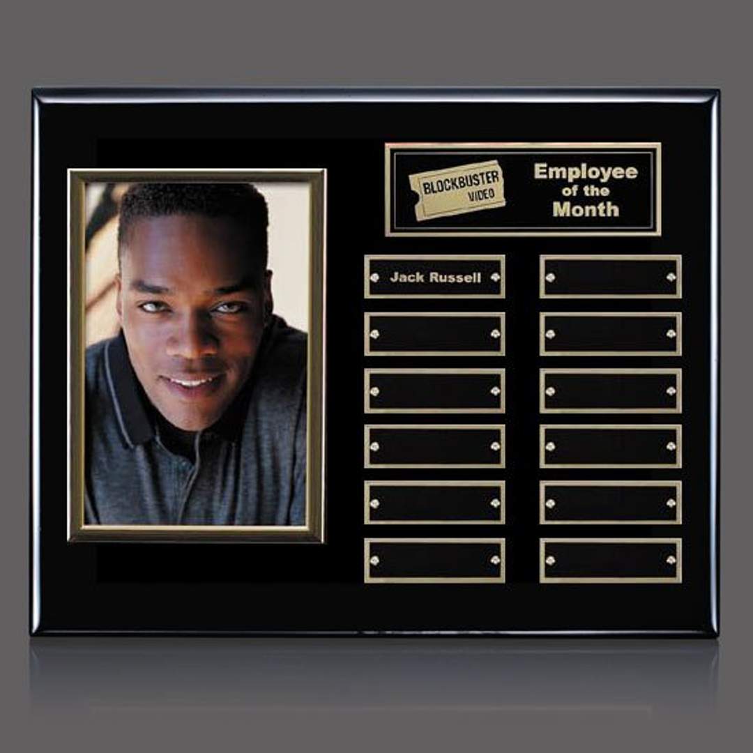 Vertical Photo Perpetual Plaque - Black/Gold