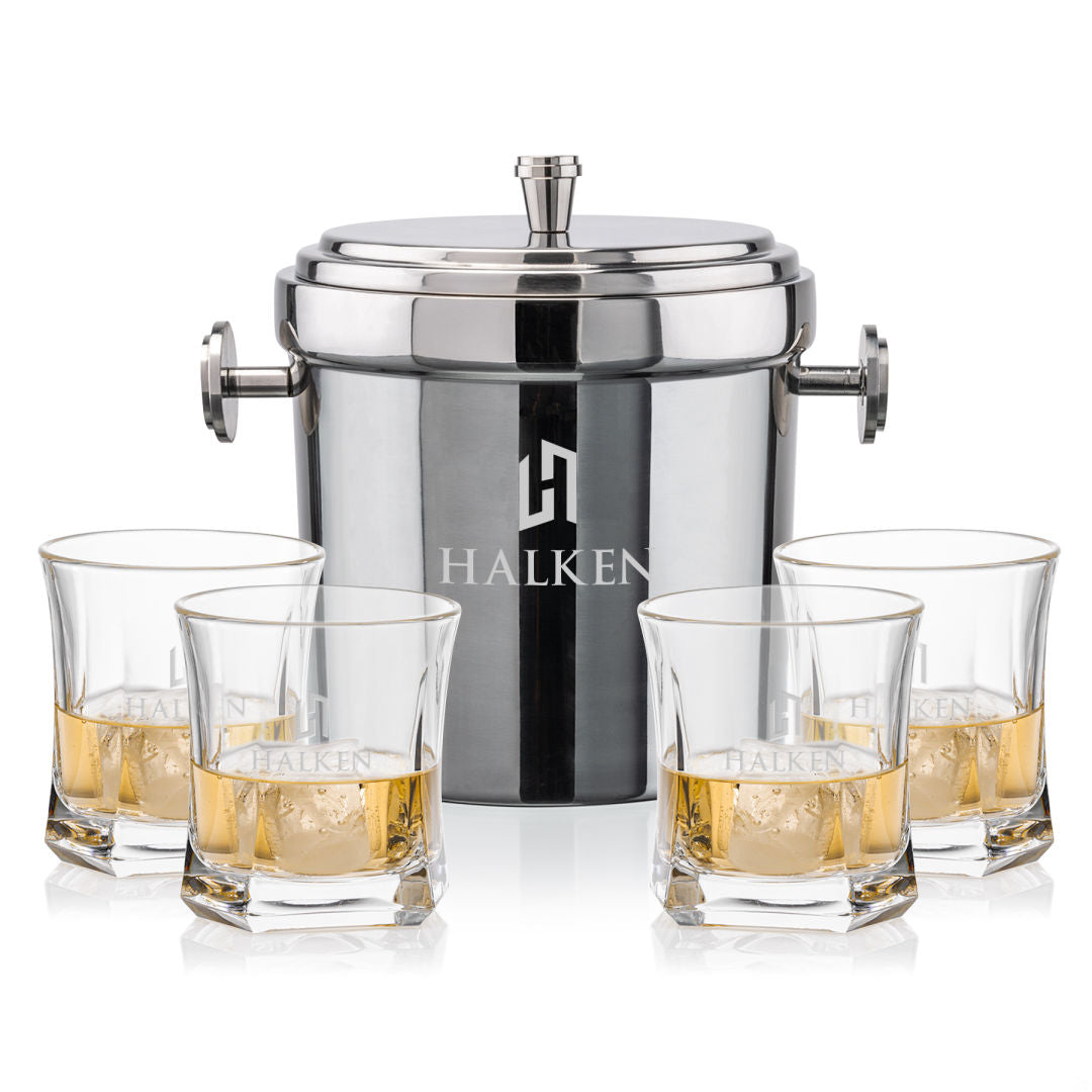 Milano Ice Bucket & Avalon On-the-Rocks Set – Set of 5